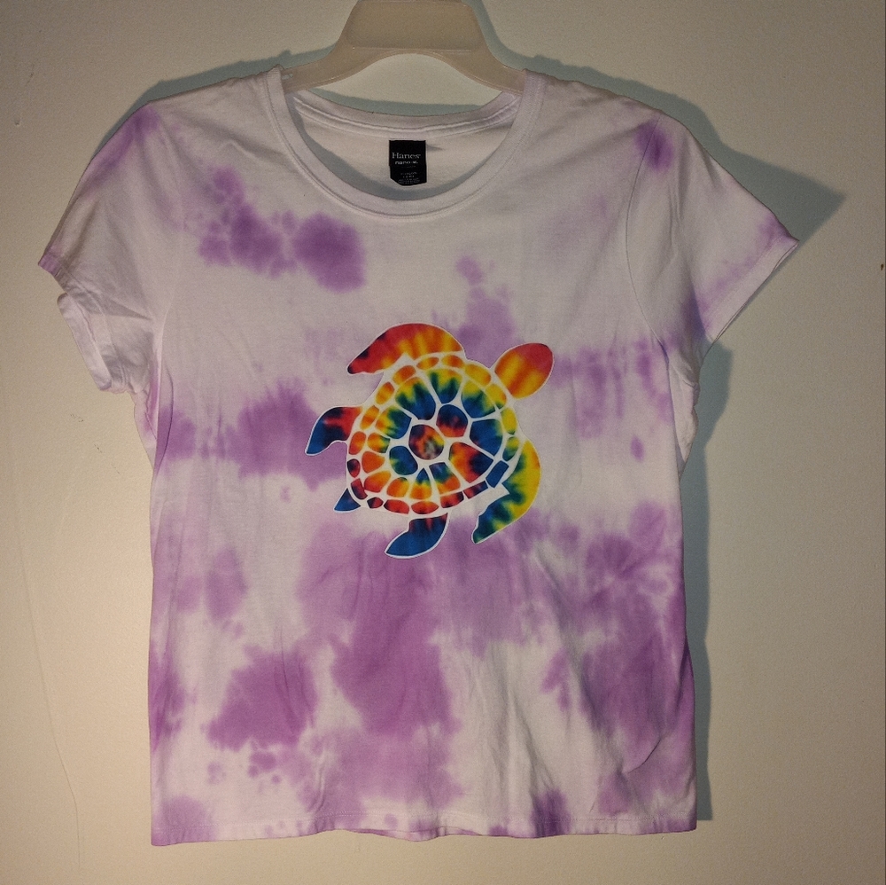 Purple Tie Dye Rainbow Turtle Tshirt